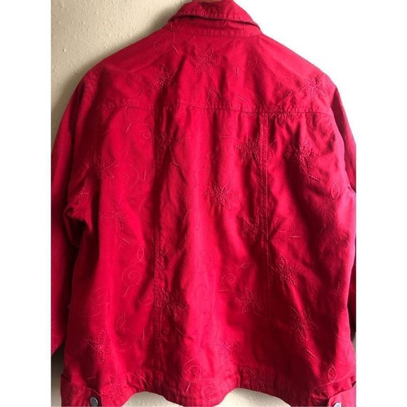 New Direction Womens Embroidered Jacket Solid Red Size 1X - Picture 6 of 12